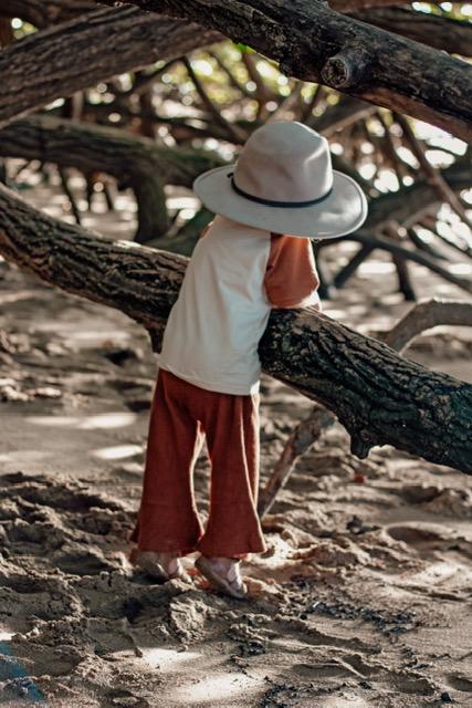 Ribbed Organic Cotton Flared Pants // Chocolate - Children's