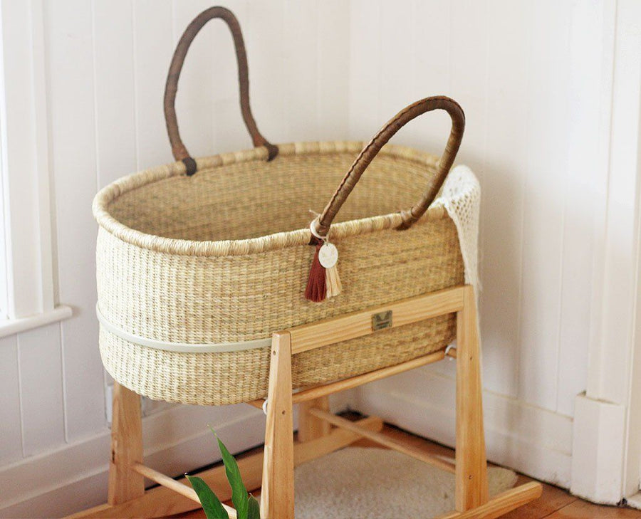 Moses Basket Brown Handles