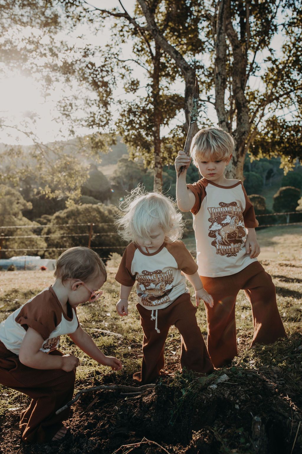 Ribbed Organic Cotton Flared Pants // Chocolate - Children's