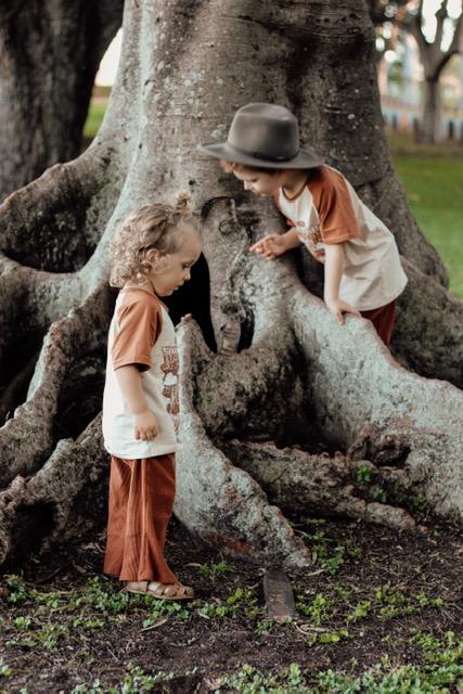 Ribbed Organic Cotton Flared Pants // Chocolate - Children's