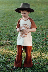 Thumbnail for Ribbed Organic Cotton Flared Pants // Chocolate - Children's