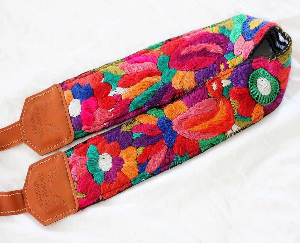 (VEGAN) Guatemalan Embroidered Huipil Camera Strap