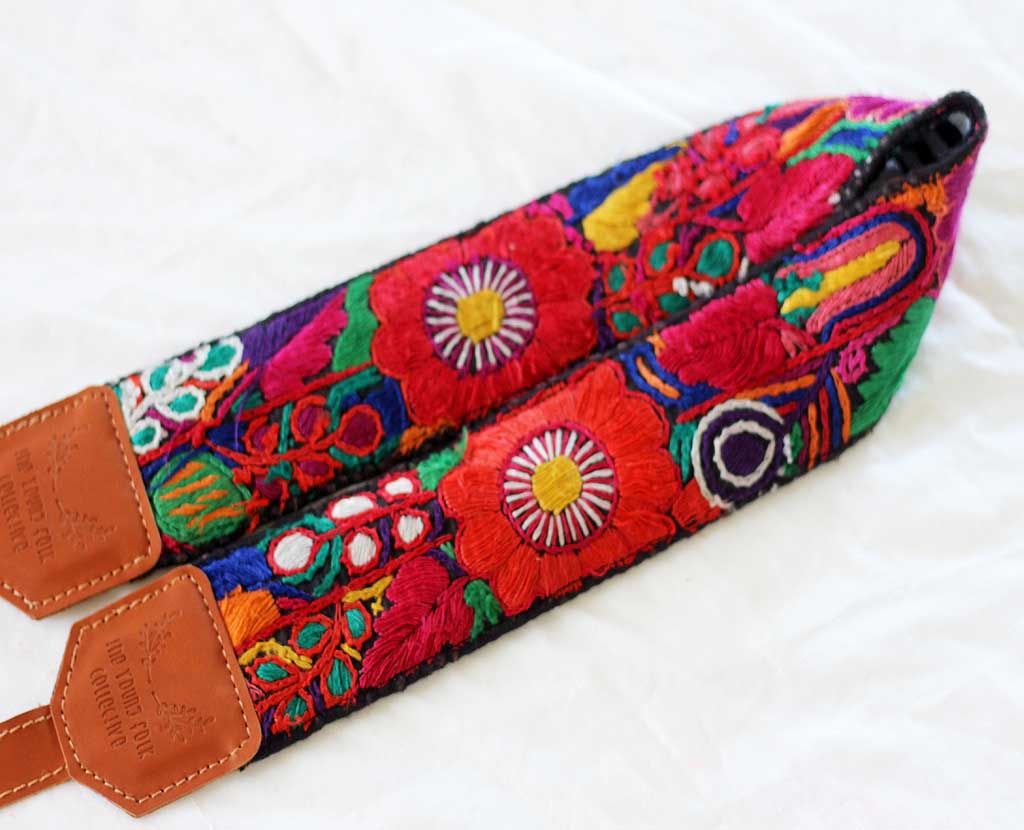 (VEGAN) Guatemalan Embroidered Huipil Camera Strap