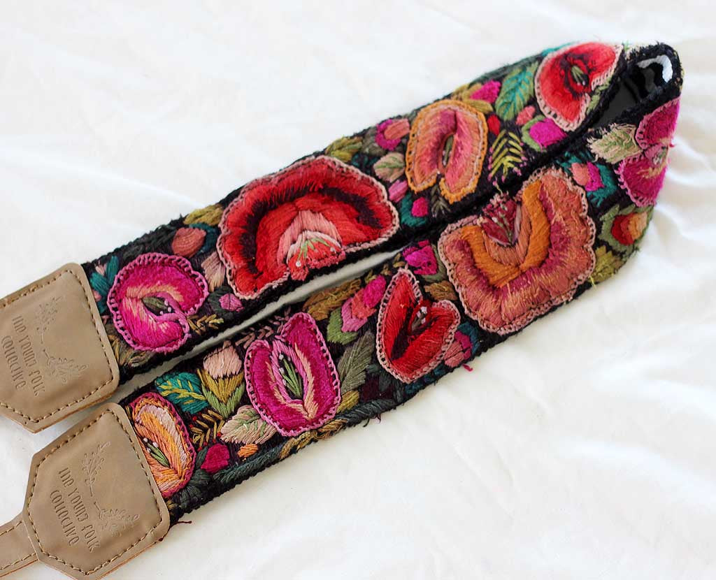 (VEGAN) Guatemalan Embroidered Huipil Camera Strap