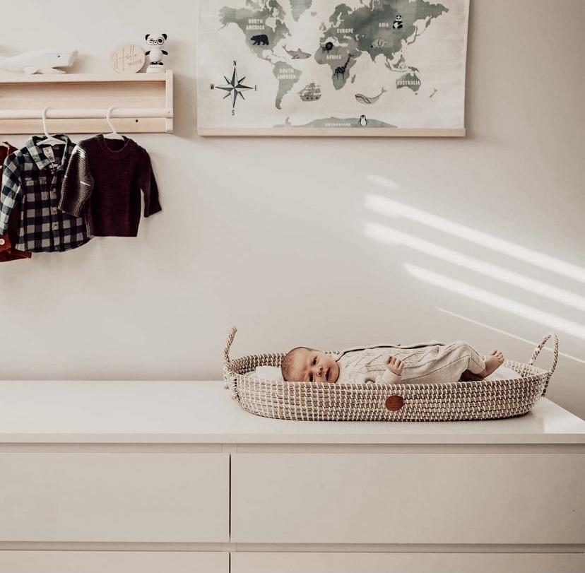 Baby Changing Basket - ‘Snow’ (Mattress Included)