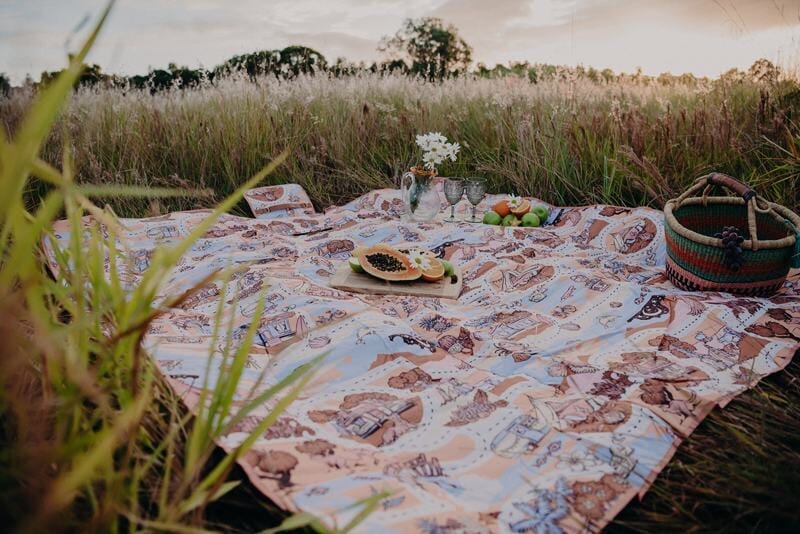 Large Picnic Rugs 'Outback Adventure' Waterproof Picnic Rug - The Young Folk Collective