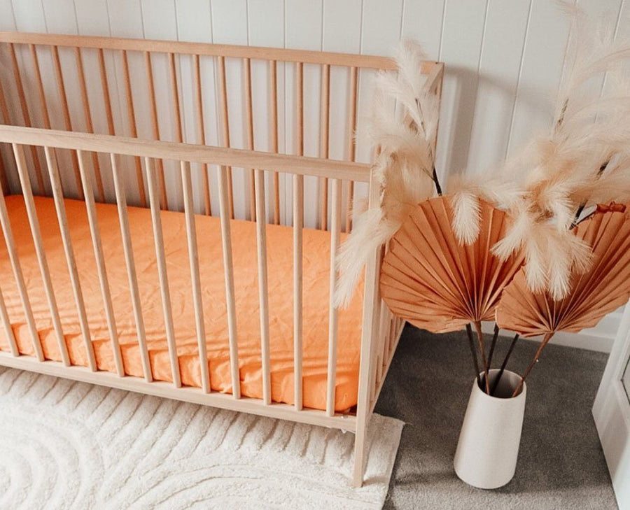 100% Pure Linen Cot Sheet - Peach