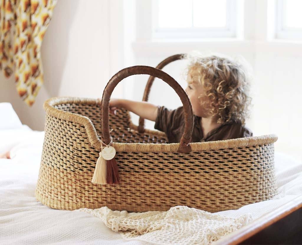 'Wheatgrass' Moses Basket  - (mattress included)