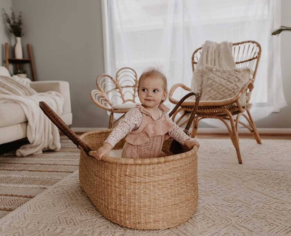 Moses Basket Brown Handles