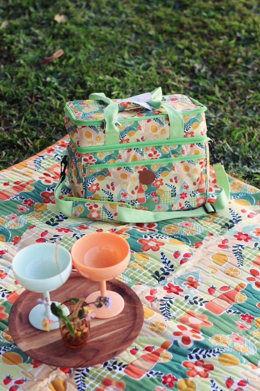 green picnic rug