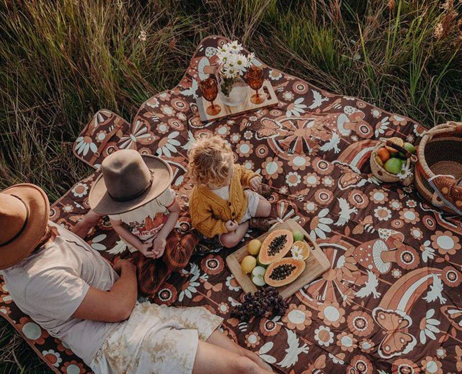 Whimsical Woodland Waterproof Picnic Rug with eyelets pegs The Young Folk Collective