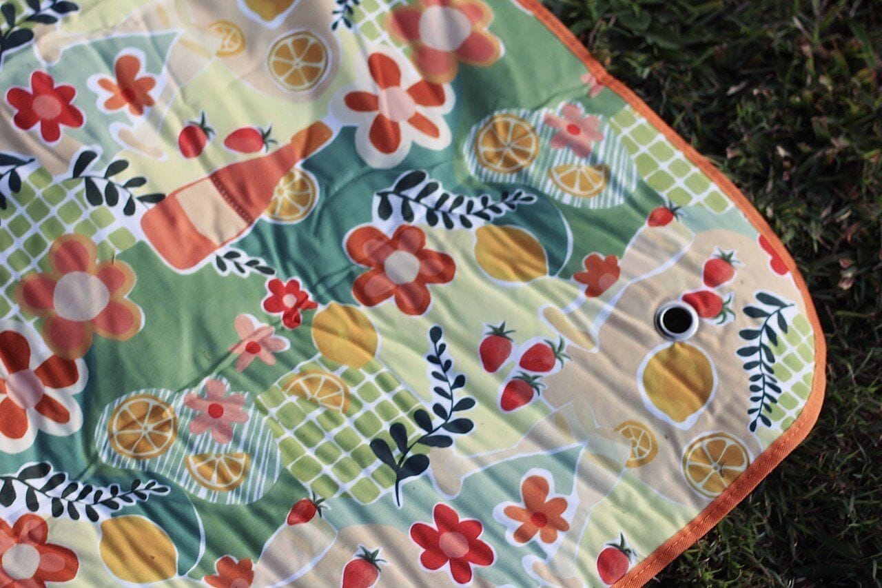 picnic rug with lemons