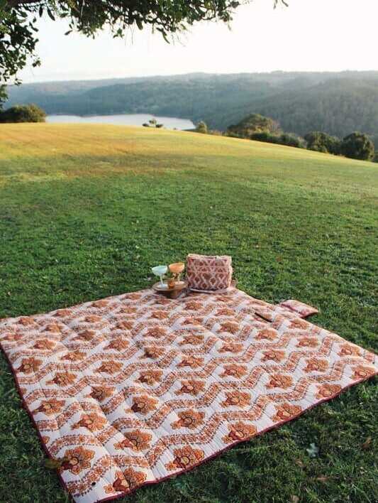 ‘Lotus Fleur’ Waterproof Picnic Rug (with eyelets + pegs)