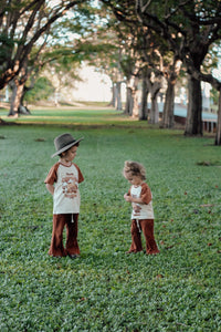 Thumbnail for Ribbed Organic Cotton Flared Pants // Chocolate - Children's