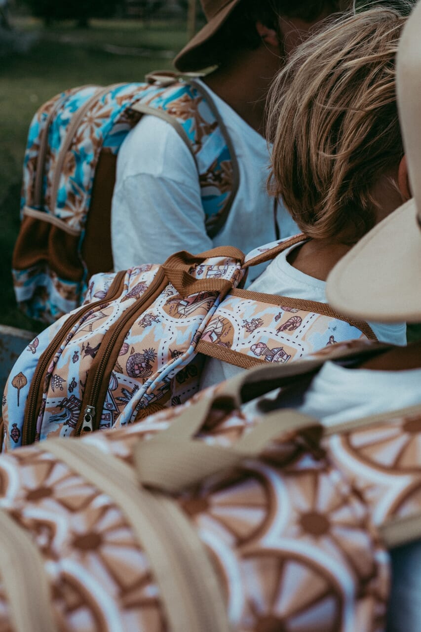 brown retro toddler backpack