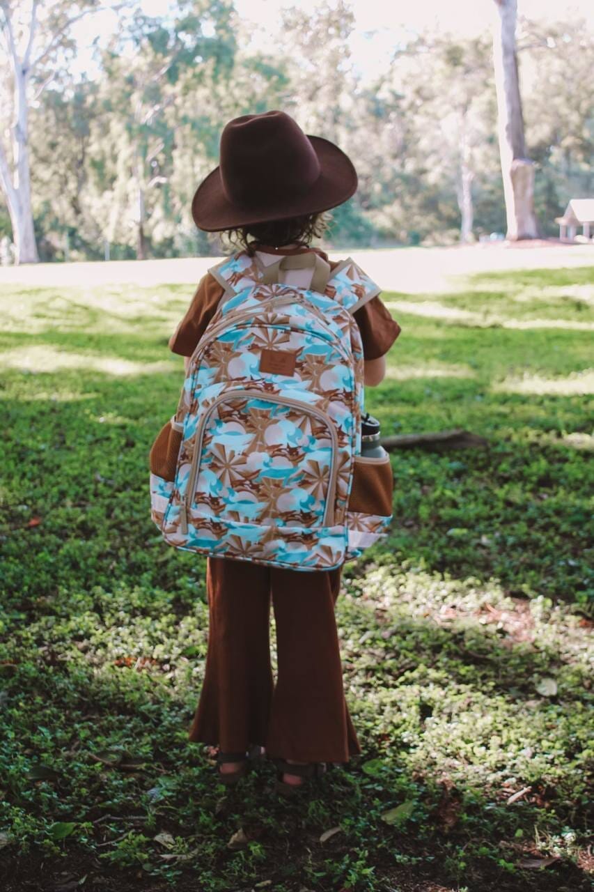 retro blue toddler backpack